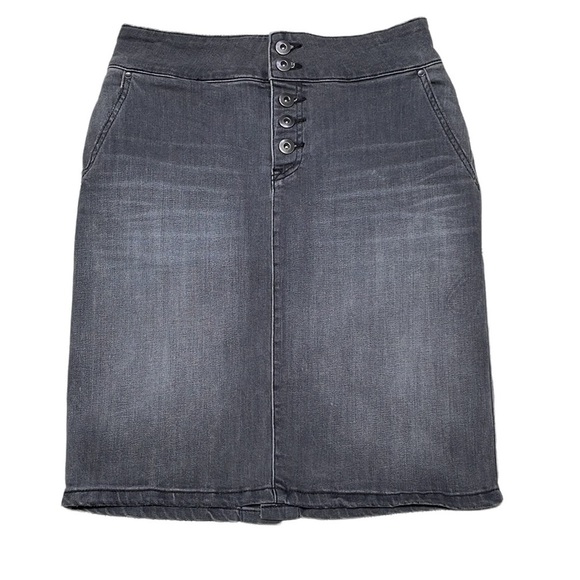PrAna Jean Skirt Grey Denim Pencil Straight Button Fly Size 2 - Picture 2 of 13